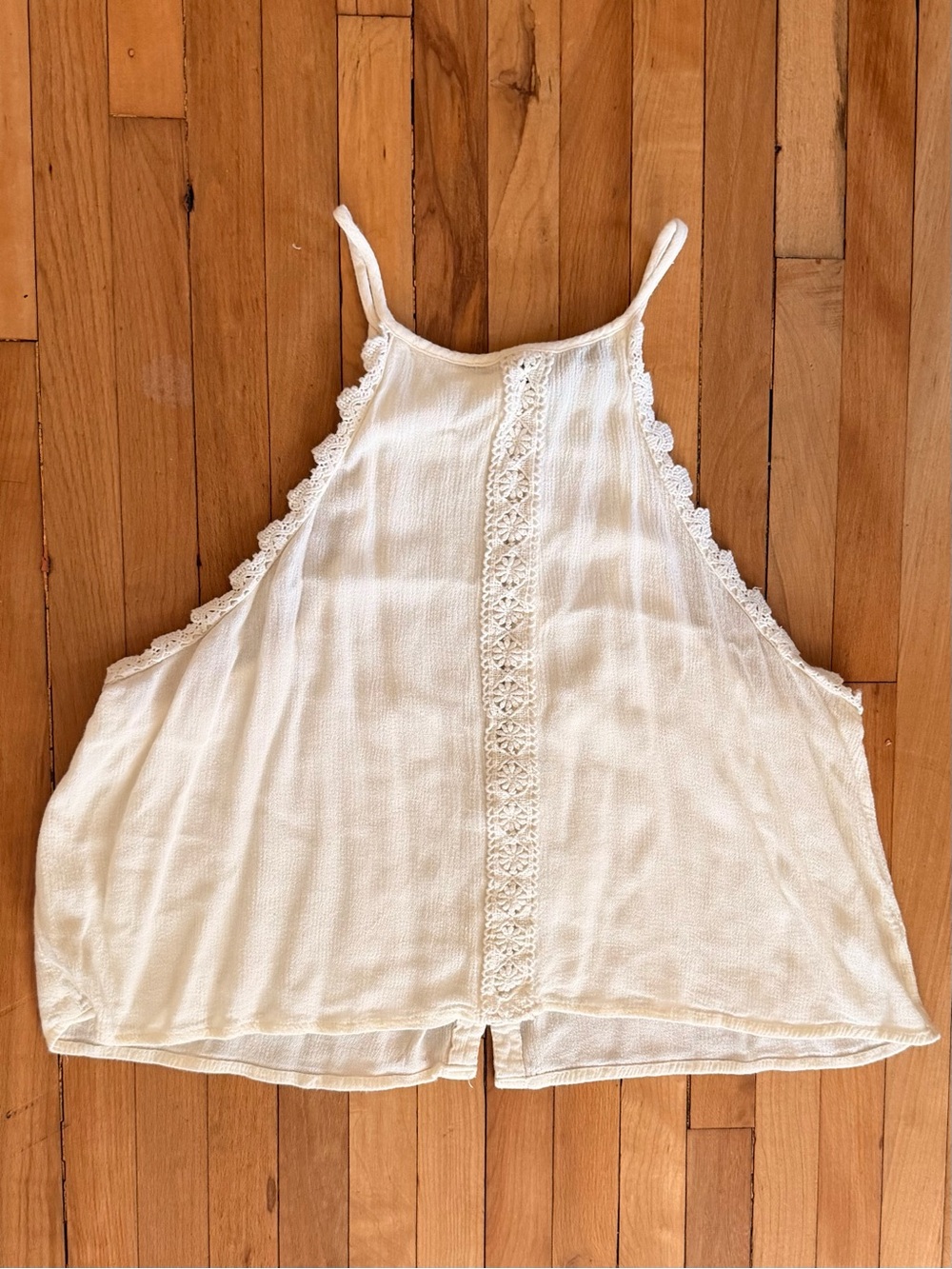 Kendall & Kylie Ivory Crochet-Trim Halter Cami
